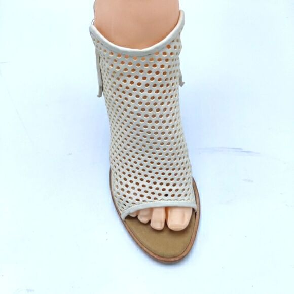 Rag and Bone "Wyatt" White Leather Open Toe Slingback Stacked Heel Sandal Bootie - Picture 9 of 16